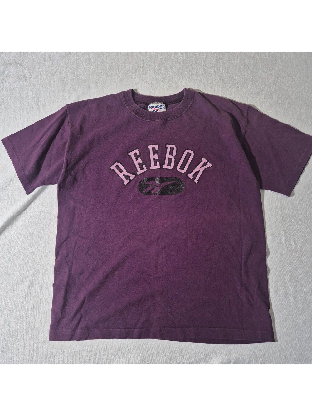 Vintage 90s Reebok L Large purple T-shirt Single Stitch